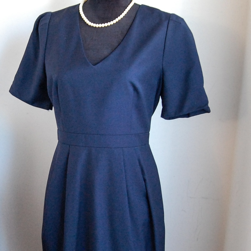 J. Crew Suit V-Neck Navy Blue Dress